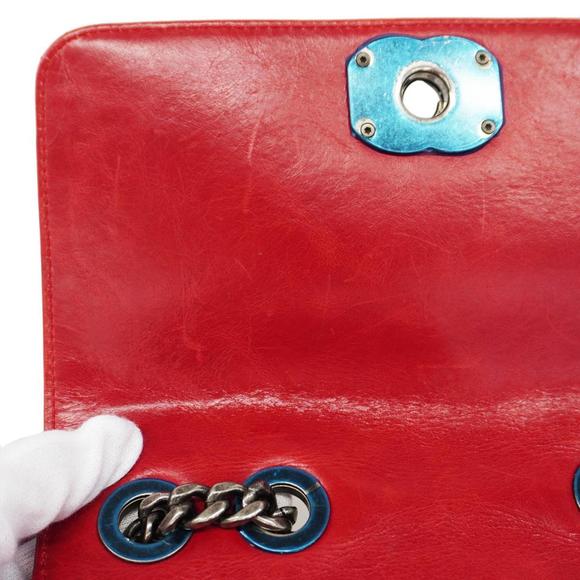 Chanel Shoulder Bag Matelasse Coco Boy W Chain Calfskin Red Women's - Picture 9 of 16